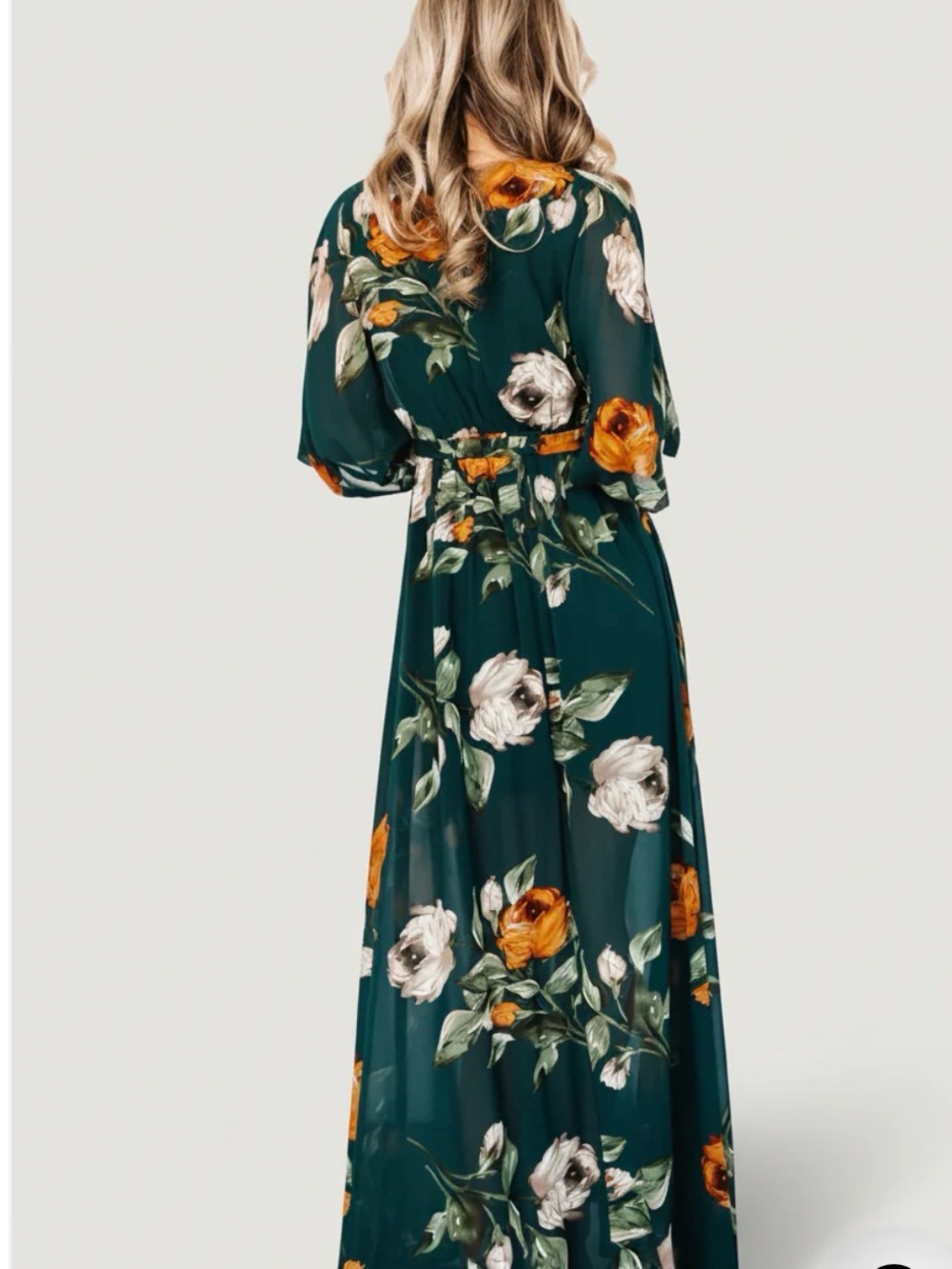 Baltic Born Teal Floral Maxi Dress with Mustard and Cream Blooms - Picture 9 of 9
